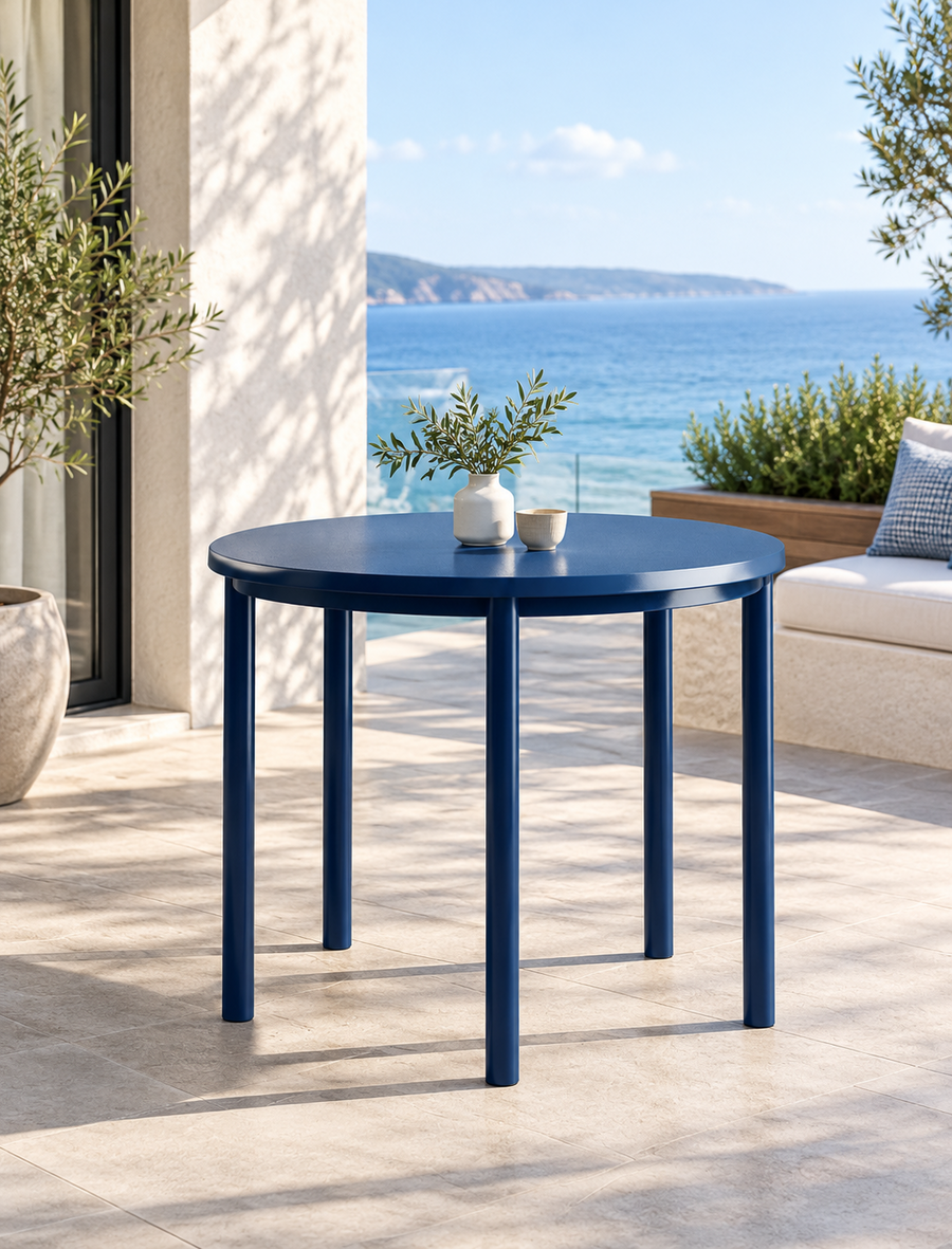 Tavolino da Giardino Rotondo Blu