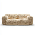 Divano 2 posti beige in poliestere effetto pelliccia sintetica rettangolare 180 x 92 x 75 cm