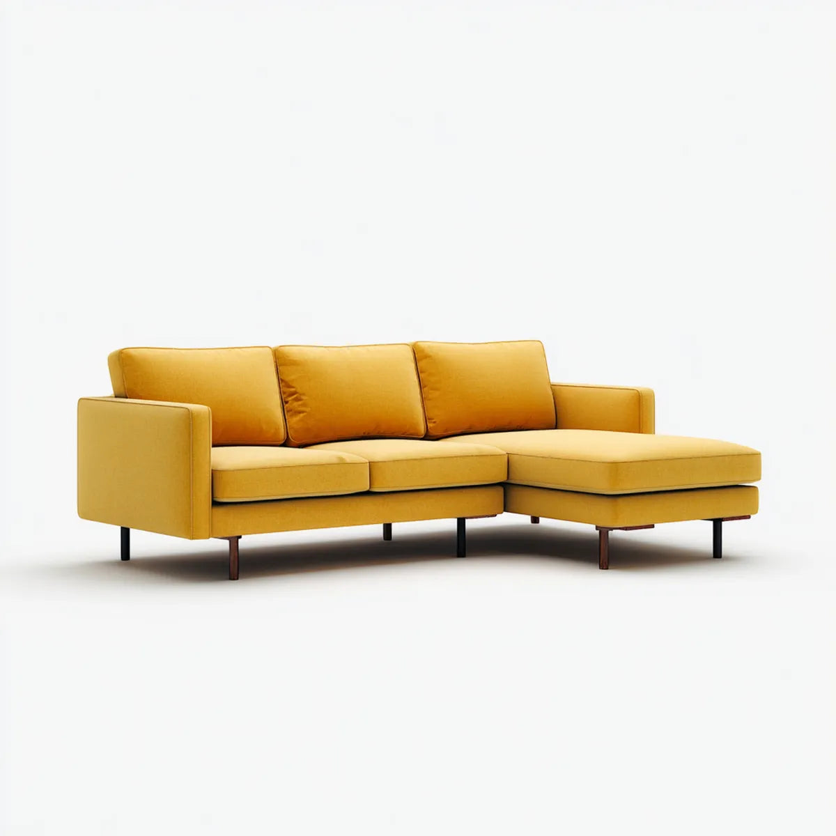Divano angolare 3 posti con chaise longue giallo senape 260 x 160 x 85 cm in poliestere forma a L