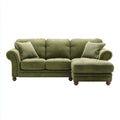 Divano angolare 3 posti con penisola destra verde oliva in velluto a coste 250 x 160 x 90 cm