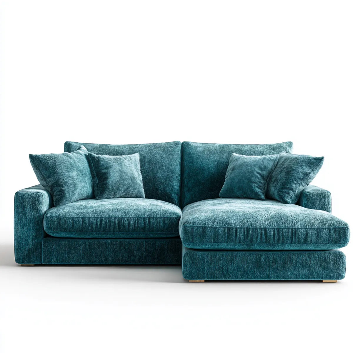 Divano angolare 3 posti con chaise longue destra ottanio 240 x 160 x 85 cm in velluto di poliestere