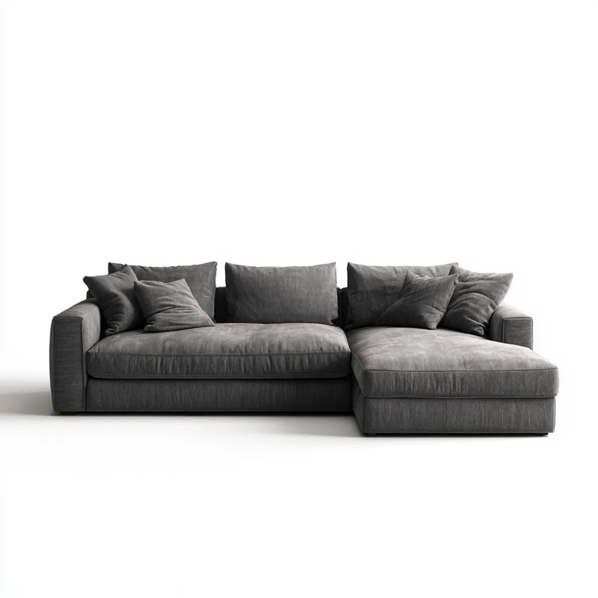 Divano angolare 4 posti con chaise longue destra grigio scuro in poliestere 250 x 160 x 90 cm