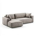 Divano angolare 3 posti grigio tortora con chaise longue sinistra in poliestere 280 x 165 x 85 cm a L