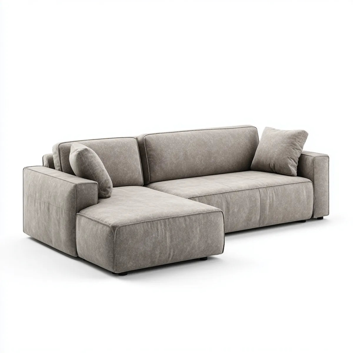 Divano angolare 3 posti grigio tortora con chaise longue sinistra in poliestere 280 x 165 x 85 cm a L