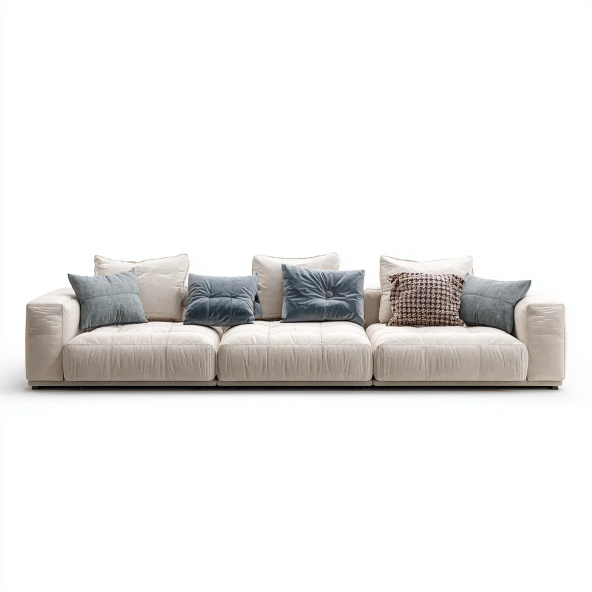 Divano 3 posti avorio in poliuretano 300 x 100 x 85 cm rettangolare