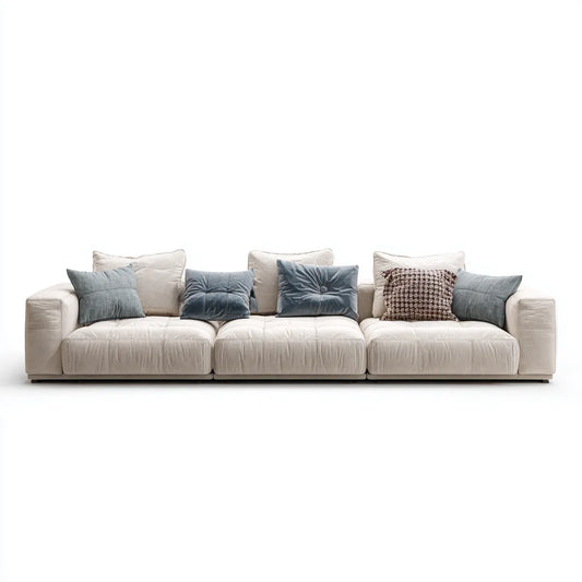 Divano 3 posti avorio in poliuretano 300 x 100 x 85 cm rettangolare