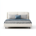 Letto matrimoniale imbottito avorio 160 x 200 cm in similpelle PU rettangolare