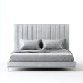 Letto matrimoniale imbottito grigio in velluto di poliestere rettangolare 160 x 200 cm