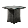 Tavolo da giardino quadrato nero 90 x 90 x 75 cm in rattan PE e vetro temperato
