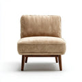 Poltrona lounge senza braccioli beige in microfibra con gambe in legno massello 70 x 78 x 82 cm