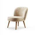 Poltrona lounge beige in velluto di poliestere con gambe in legno massello 66 x 73 x 82 cm schienale arrotondato