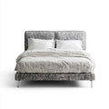 Letto matrimoniale imbottito grigio 160 x 200 cm in poliestere effetto velluto rettangolare
