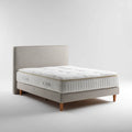 Letto matrimoniale imbottito beige con materasso a molle insacchettate 160 x 200 cm in poliestere rettangolare