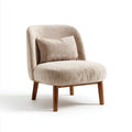 Poltrona lounge beige 70 x 75 x 78 cm in poliestere con gambe in legno massello forma arrotondata