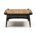 Tavolino da giardino rettangolare nero e naturale 110 x 60 x 45 cm in teak e alluminio con ripiano inferiore